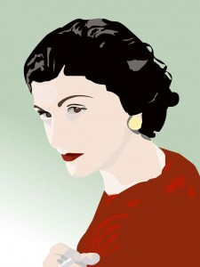 ritratto di Coco Chanel realizzato con Adobe Illustrator
